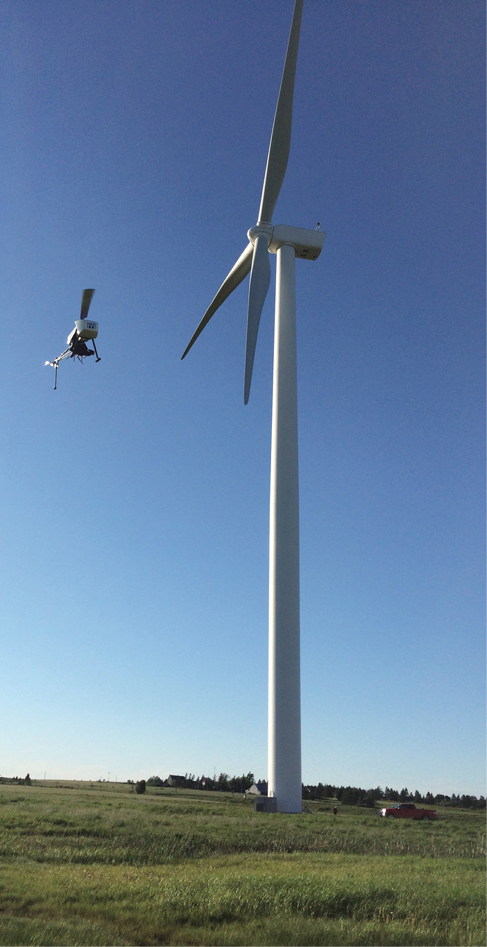 ING’s Responder can be used for a variety of other applications. Here it’s inspecting a wind turbine in Nova Scotia. 