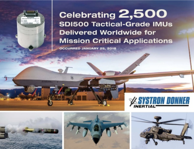 Systron Donner Inertial Delivers 2,500th SDI500 MEMS IMU - Inside ...