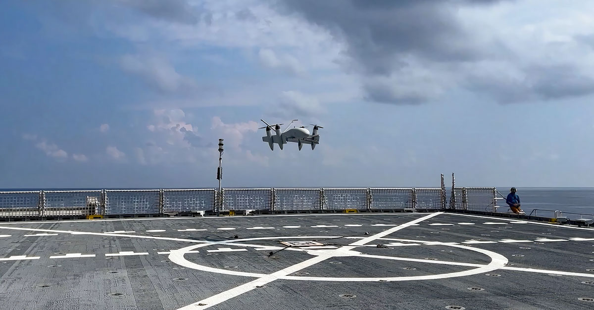 PteroDynamics Transwing UAS Flies at Sea During U.S. Navy Event