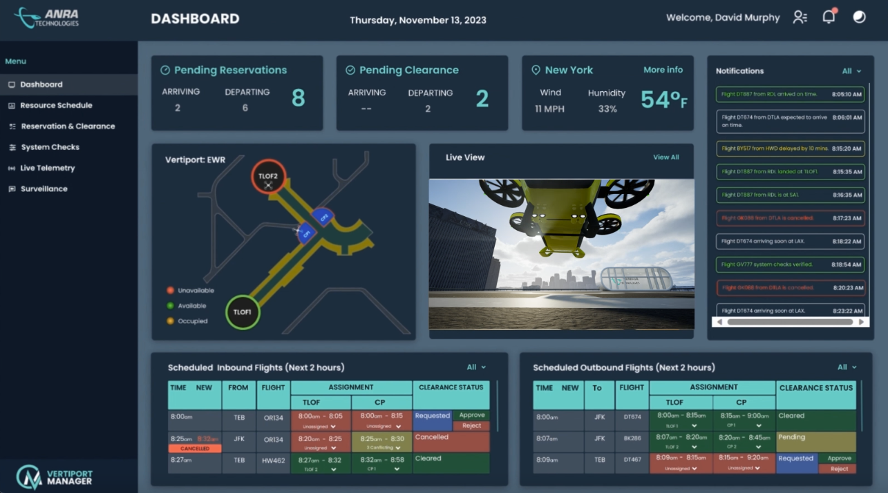 ANRA Technologies Launches VMS Vertiport Management System for Urban Air Mobility